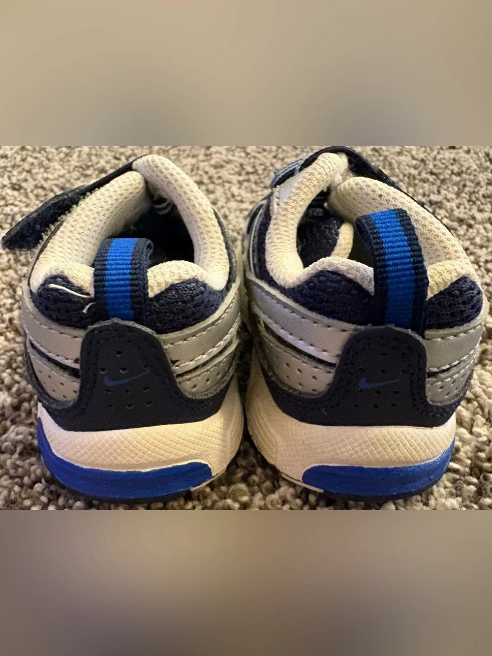 Infant Boys Nike T-Run 2 Sneakers (White/Grey/Blue)